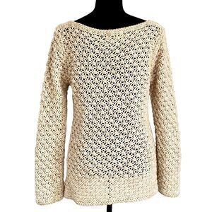 Berretti Sweater Womens LARGE Beige Gold Shimmer Loose Knit Mohair Wool Blend